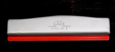 Vintage CLIX 3 Hole Paper Punch Metal Red & Silver Model No 3 Office Made In USA