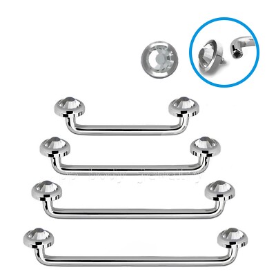 14G Flat CZ Surgical Steel Internally Threaded Flat Surface Piercing Barbell