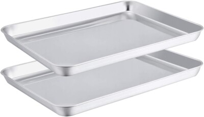 Stainless Steel Compact Toaster Oven Pan Tray Ovenware Professional, 8''x10''x1'