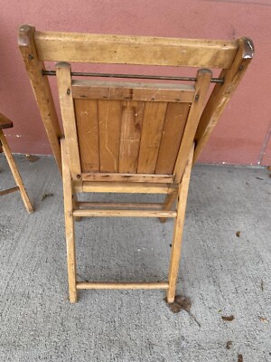 WWII Style Folding Chair ACME like Mid Century Wooden Maple