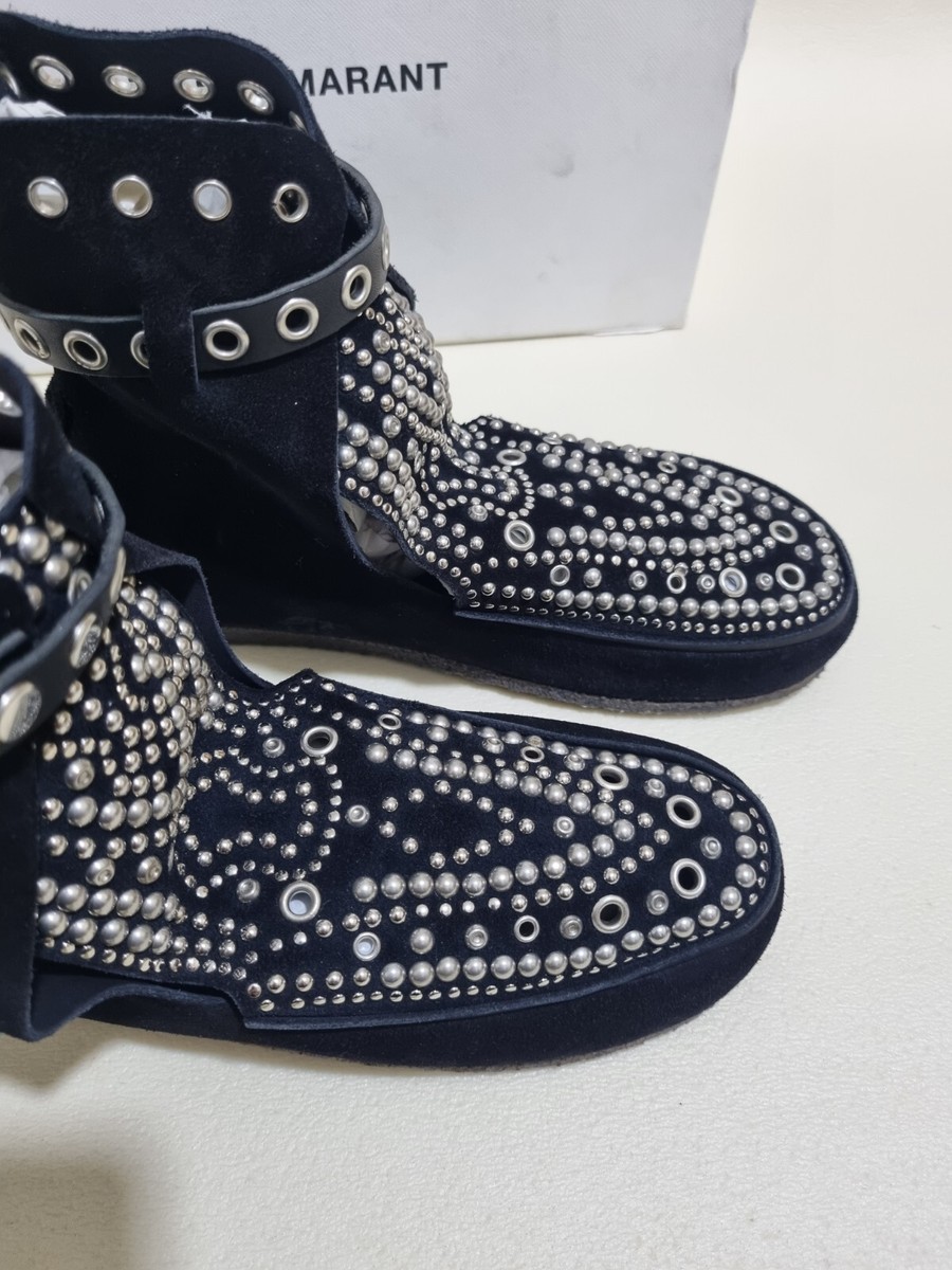 ISABEL MARANT LADIES MORLEY STUDDED SHOES BLACK SILVER RRP £735 M 