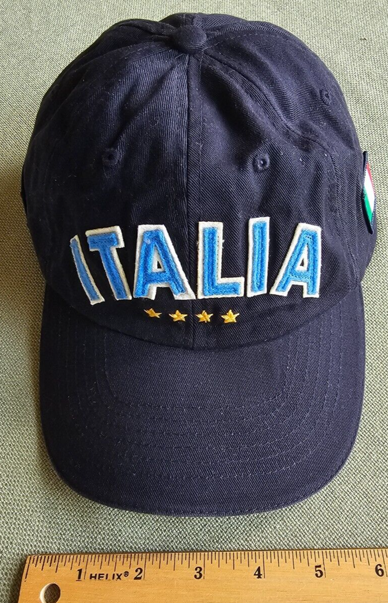 Italia Baseball Cap, Adjustable, Raised Lettering, Navy Blue