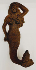 Nautical Mermaid Cast Iron Rustic 6" Wall Hook Hanger Beach Towel Holder Decor