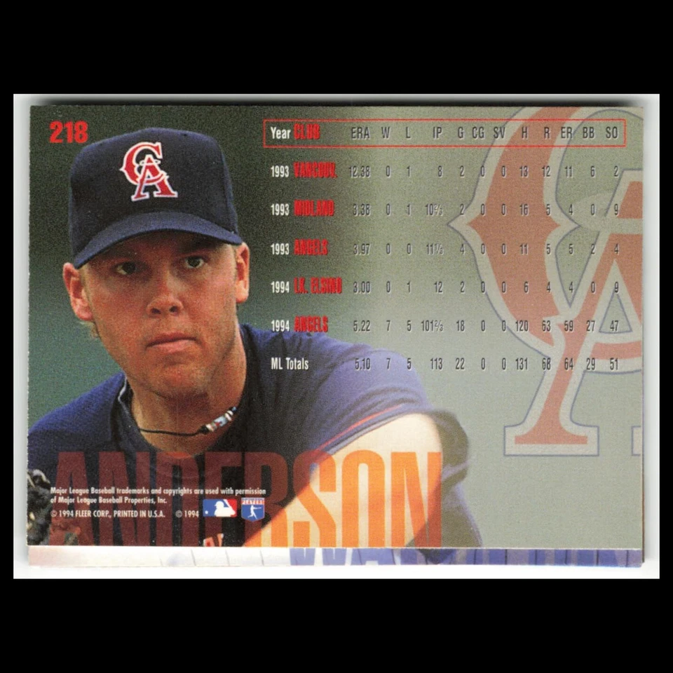 Tarjeta de béisbol Kevin Tapani #218 1995 Fleer Minnesota Twins MLB casi nueva Foto 2 de 3