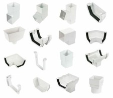 White Square Line 112mm Plastic UPVC Guttering 68mm Downpipes Rainwater Fittings