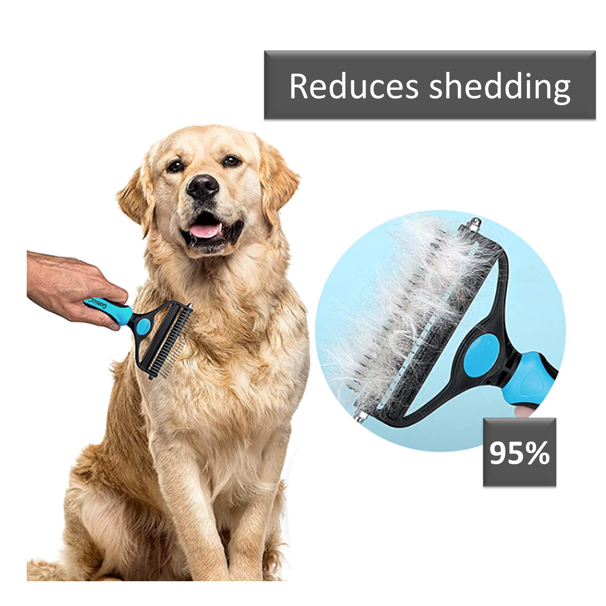Jaswell Pet Dematting Comb Professional Pet Grooming Tool Detangle Hair