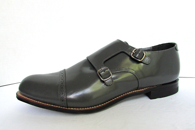 Stacy Adams Madison Cap Toe Double Monk gray Slip On dress 