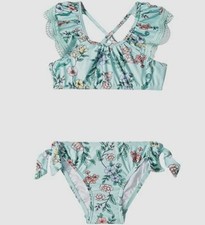  90 Seafolly Girls Green Mystical Garden Apron Tankini Set Swimwear AUS Size 2