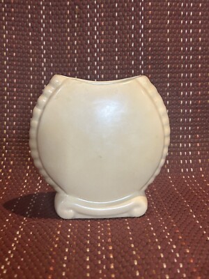 Vintage Catalina Island Pottery - Scalloped Vase with Scroll Bottom - Yellow