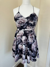 New Look Short Dress - Size 10 - Pink & Black Floral