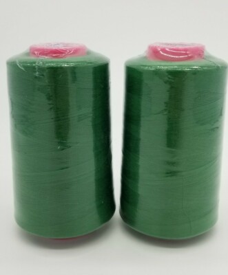 2-Pack Kelly Green 6000 Yards Per Spool Serger Sewing Machine Thread Cones T27 