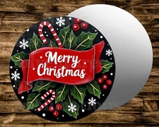 Metal  Round Sign MERRY CHRISTMAS Wreath  Crafts & miniatures doll houses models