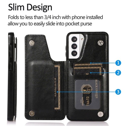 Leather Wallet Stand Phone Case For Samsung S20 S21 S22 S23 Ultra Note 20 - Picture 62 of 81