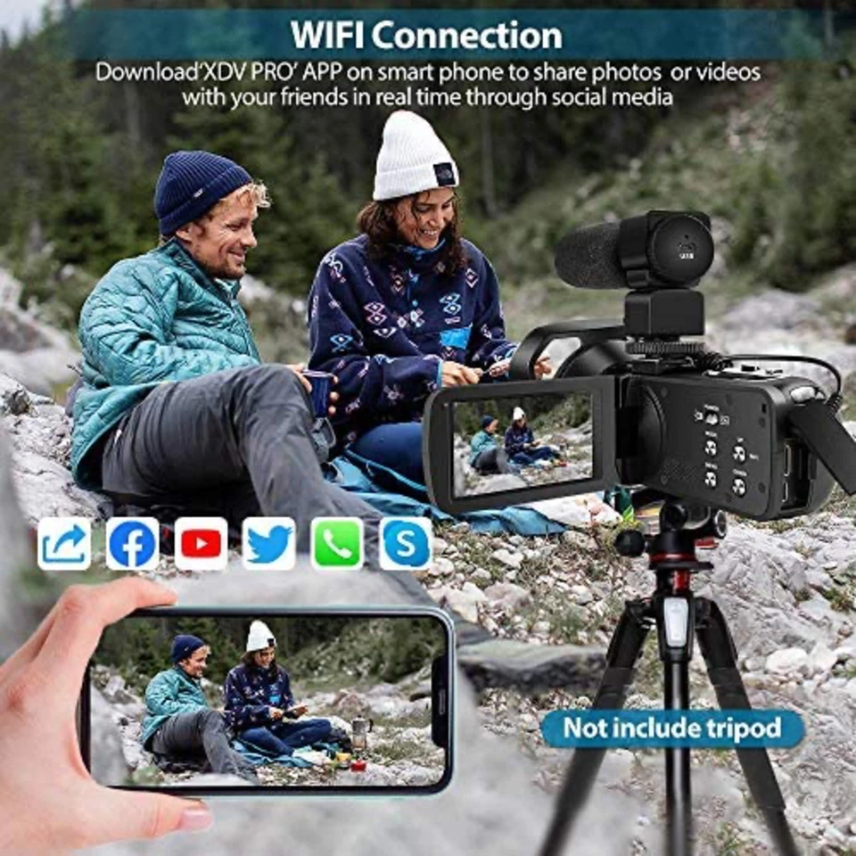 Video Camera Camcorder 4K WiFi 48MP Vlogging Camera for YouTube with Microphone - Image 3 of 4