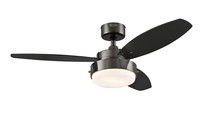 7876400 Alloy 42-inch Gun Metal Indoor Ceiling Fan, Light Kit With Opal Frosted 7876400 Alloy 42-inch Gun Metal Indoor Ceiling Fan, Light Kit With Opal Frosted