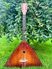 Vintage musical instrument balalaika, 3 strings, USSR Soviet 