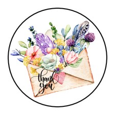 30 1.5" FLOWER ENVELOPE HEART THANK YOU ORDER ENVELOPE SEALS LABELS STICKERS