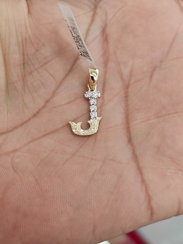 Real Natural Diamond 10kt Yellow Gold Two-tone fanuc style initial Pendant A-Z - Picture 44 of 70