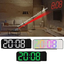 Smart Alarm Clock Snooze Time Large LED Wall Projector Thermometer Date 12/24Hr