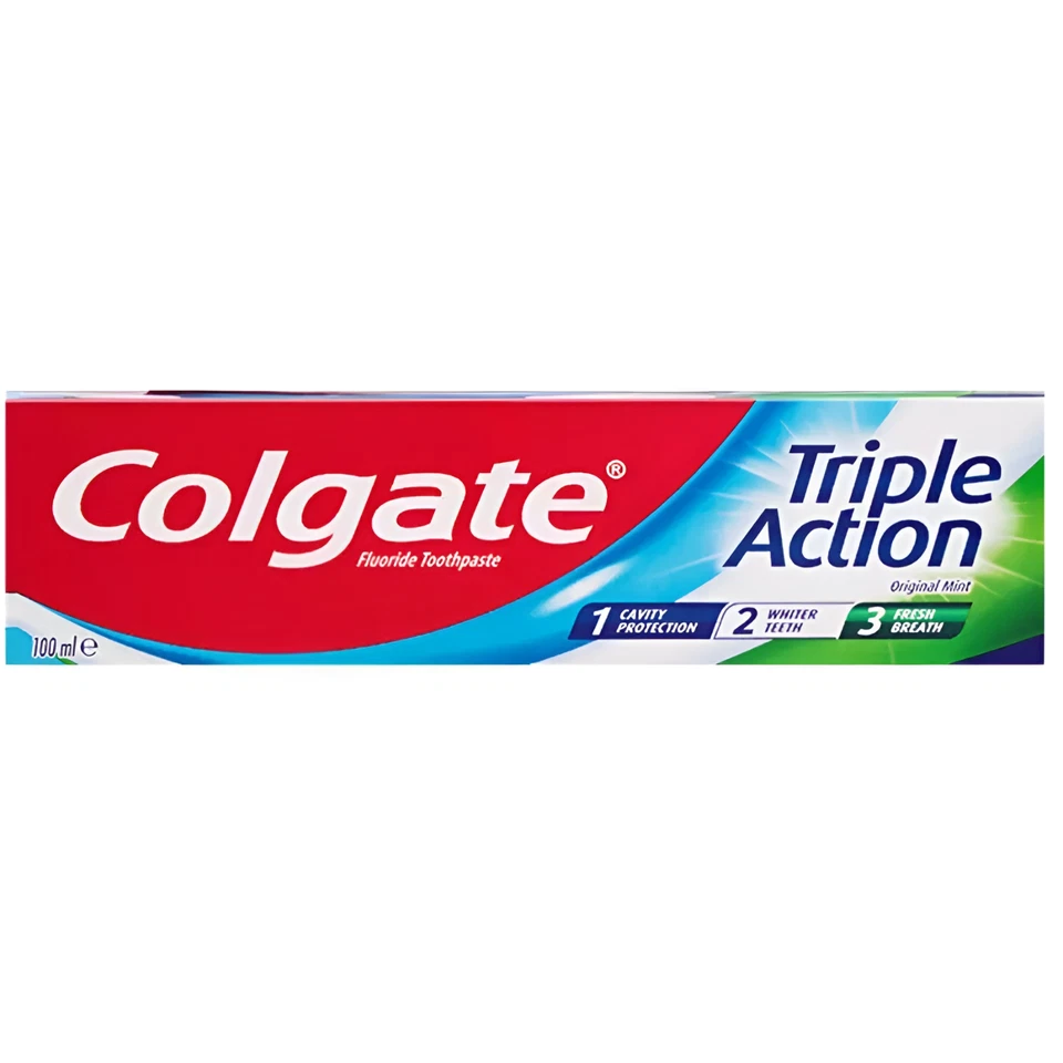 COLGATE TRIPLE ACTION TOOTHPASTE 100ML SINGLE & MULTIBUY ORIGINAL MINT