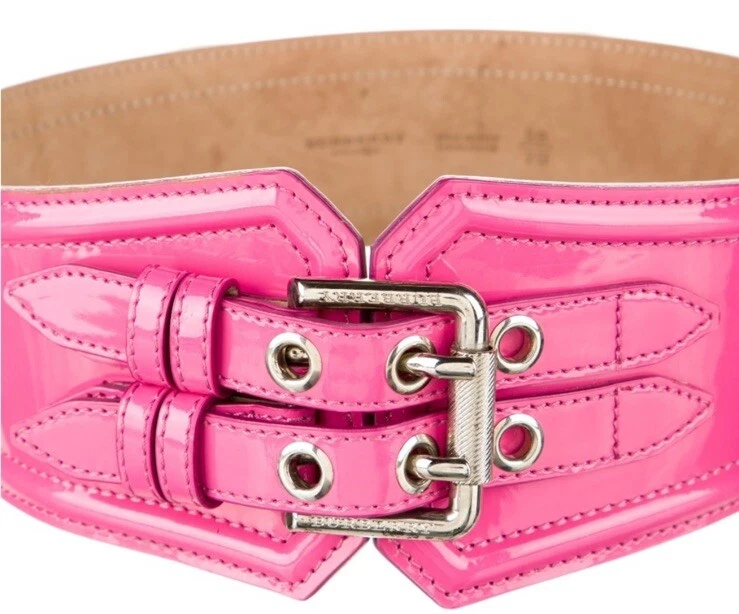Auténtico cinturón Barbie Burberry Prorsum rosa charol 70 cm 28 pulgadas Foto 2 de 4