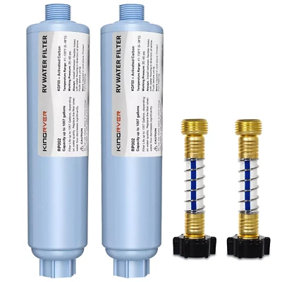 KINGRVER 2-Pack RV Water Filter Hose Protector Inline Hose Water Filter Camper Filter