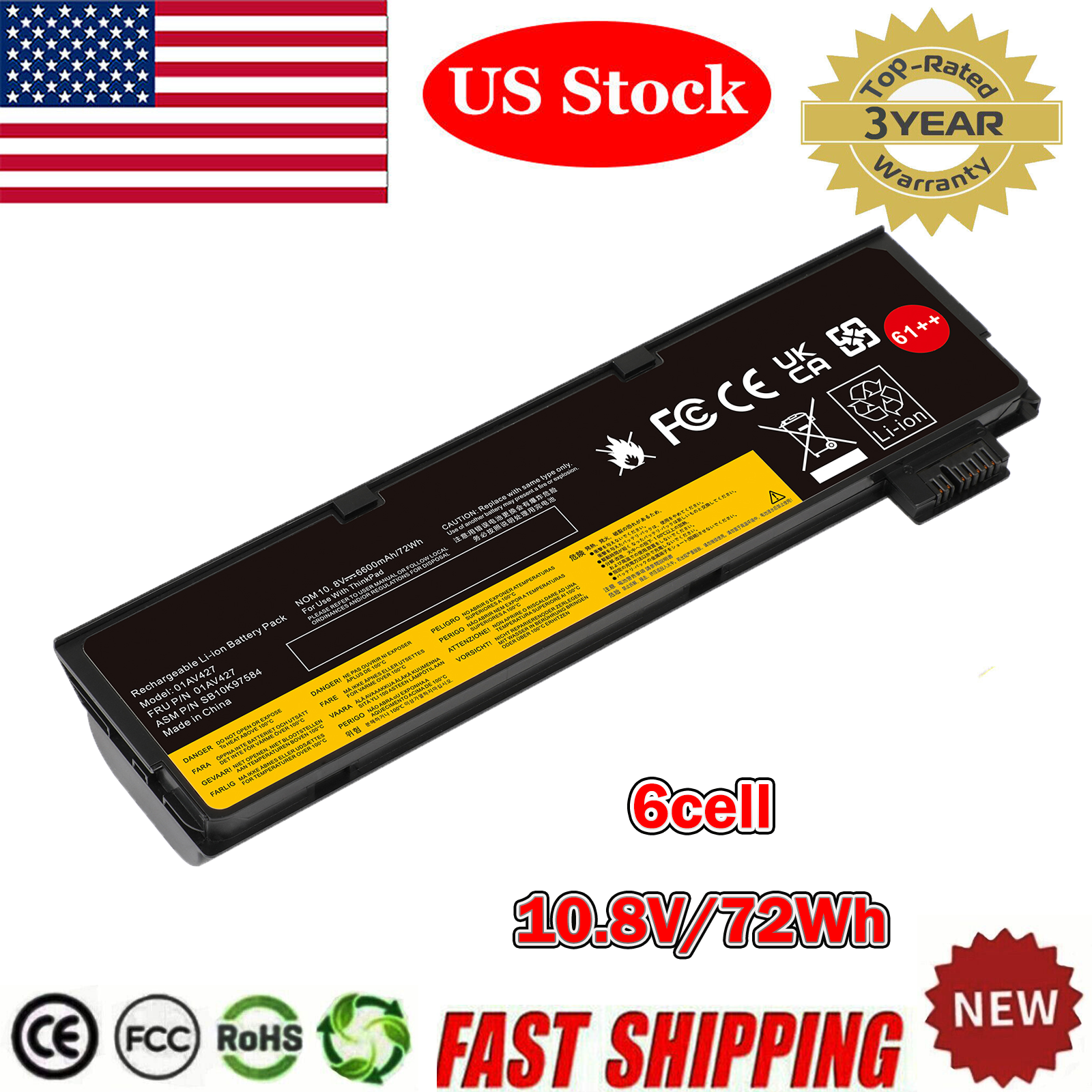 JPking 48Wh 61 01AV425 Laptop Batterij voor Len ovo ThinkPad