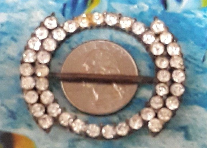 Antique Art Deco Silver Tone Clear Rhinestone Circle Design  display picture 1
