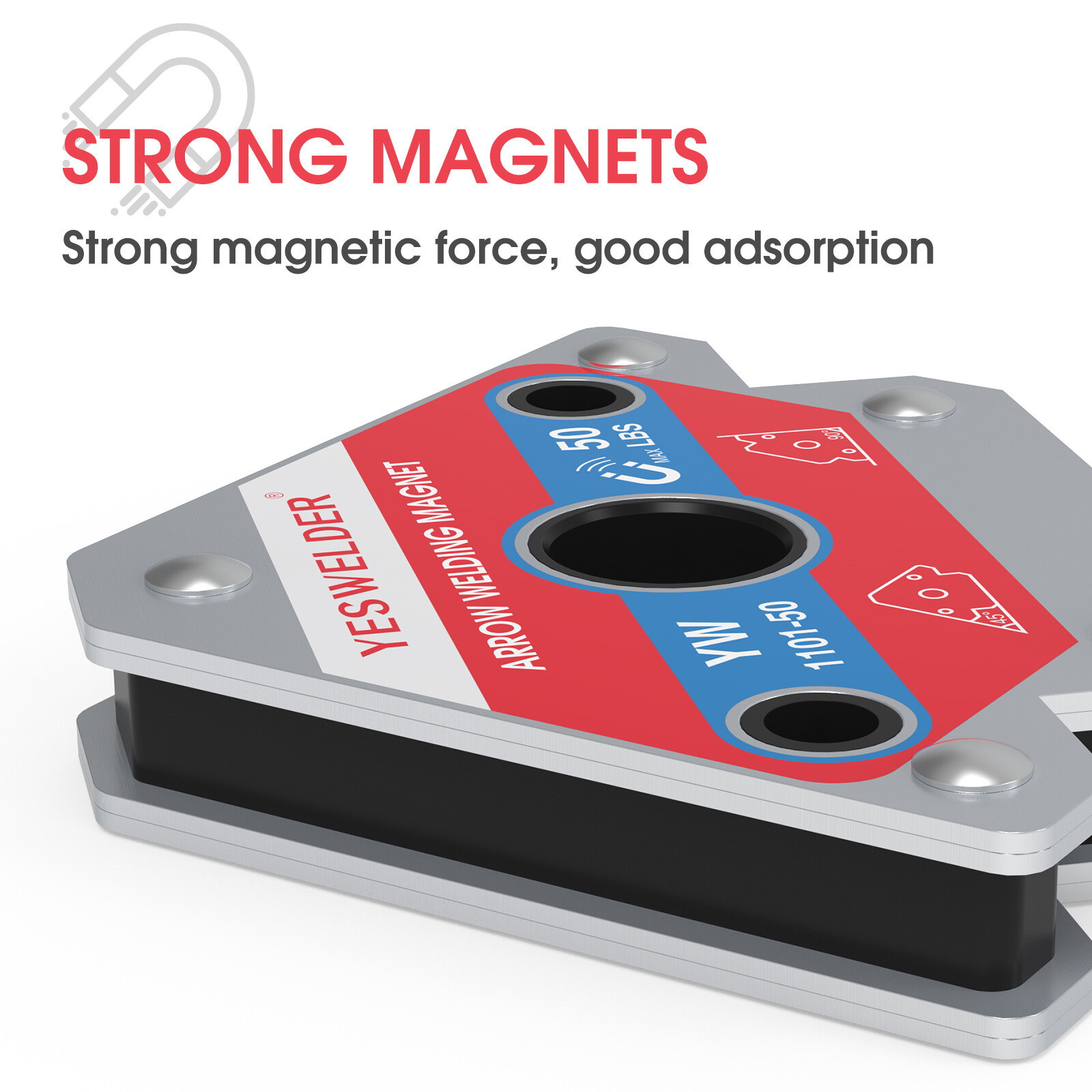 YESWELDER 4-Pack 50LB Welding Magnets - Heavy Duty Magnetic Holders