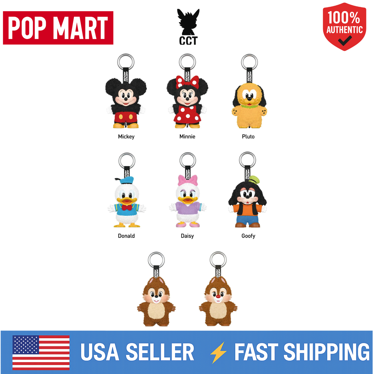 USA*AUTHENTIC POP MART Disney Mickey Family Cute Together Keychain