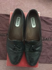Bally Slip On Vintage Mens Black Shoes Size 9.5 With Dustbags