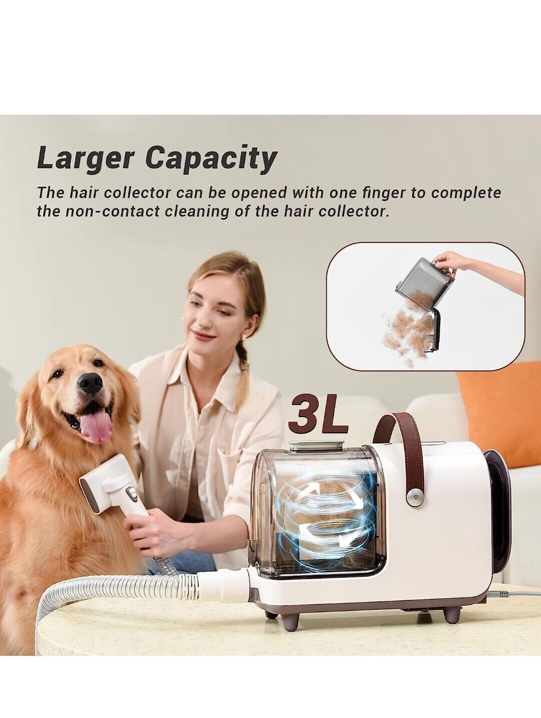 Bunfly Dog Grooming Kit & Vacuum Suction 99 Pet Hair, 7 Tools Clippers