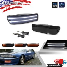 Smoke Switchback Led Front Bumper Turn Signal Lights Set For 92-93 Acura Integra