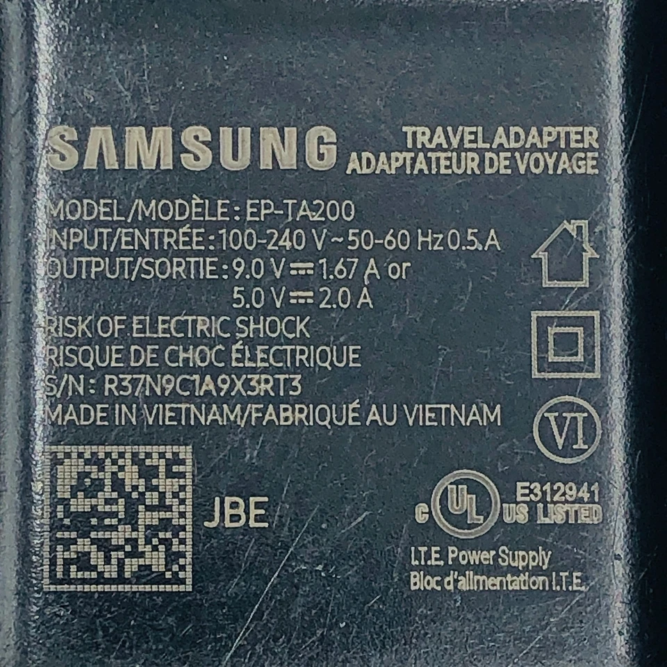 NUEVO Adaptador Cargador de Pared Rápido Original EP-TA20JWE Samsung 5-9V 1.67-2A EP-TA20JBE Foto 2 de 4