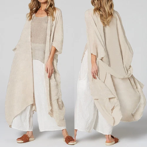 Womens Summer Holiday Kimono Cardigan Beach Open Front Top Long Coat Cover Up US - Picture 8 of 25