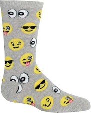 Hot Sox Kid's Emoji Socks 1 Pair, Sweatshirt Grey Heather, X-Small/Small