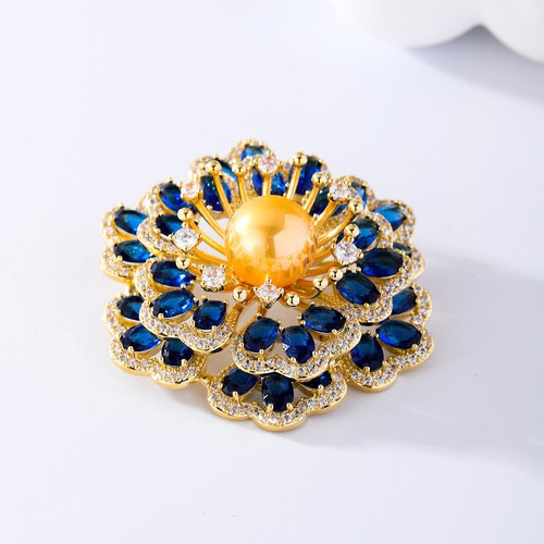 Vintage Brooches Pins for Women Flower Crystal Fashion Jewelry Blue Green New - Picture 17 of 22
