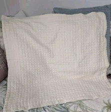 Pottery Barn Cream Color Waffle Stitch Cotton Euro Pillow Sham