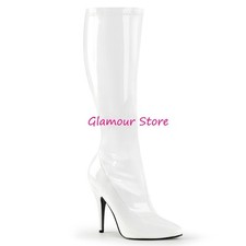 Sexy STIVALI BIANCHI tacco 13 n. 41 lucidi zip laterale scarpe Fashion  GLAMOUR 