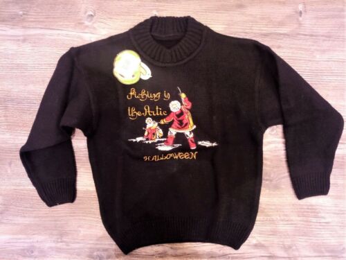 Maglione lana Bambino nero girocollo 3-4 anni pullover natalizio ricamo ricamato - Foto 1 di 8