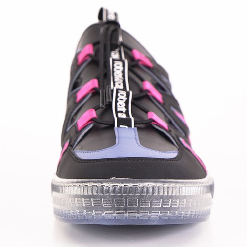 SZ 43 US 10 NEW $500 ROBERTO CAVALLI Men Black Blue Pink MODERN Low Top SNEAKERS - Picture 3 of 12