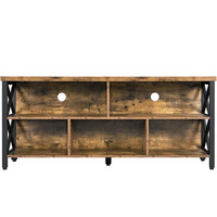 Rustic Wooden TV Stand for Tvs up to 65 Cabinet Unit Storage Metal Frame Brown 