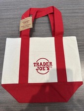 NEW Trader Joe  s Mini Canvas Tote Bag RED    Reusable Limited Edition Red