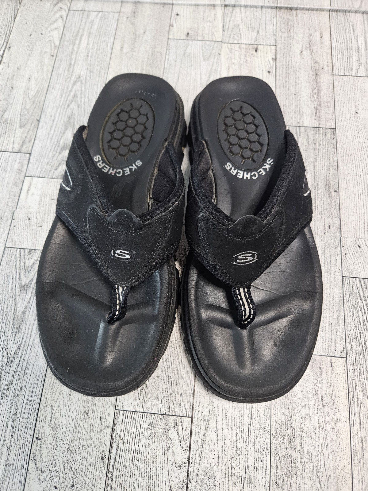 APL Y2K Skechers sandali donna 7 grossi infradito nero imbottito