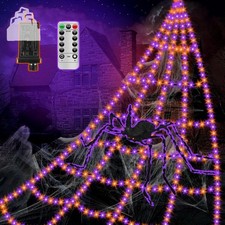 Halloween Spider Web Lights 550 LED Lighted Spider Web 16.4Ft Giant Halloween