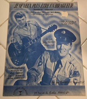 VINTAGE ROCKABILLY 1960 FRANCE SHEET MUSIC ELVIS PRESLEY JOHNNY HALLYDAY