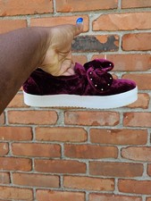 Rebecca Minkoff Women’s Rich Berry Velvet Bow Platform Slip-On Sneakers Size 8M