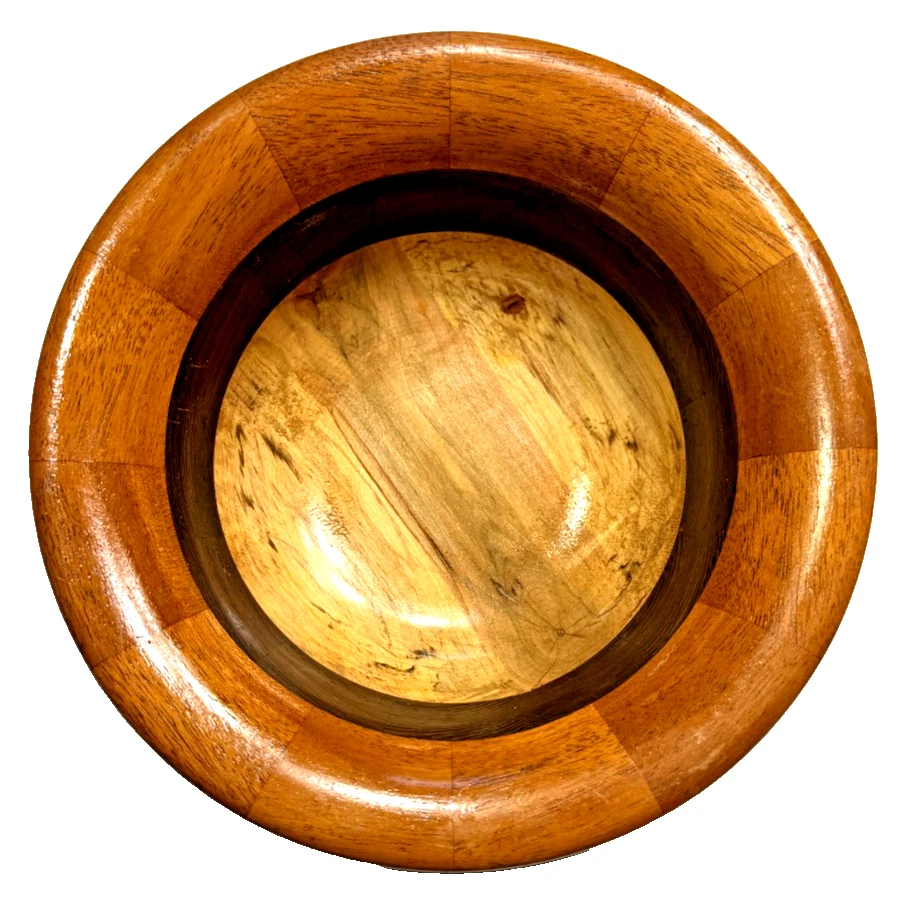 Деревянная чаша ручной работы из черного ореха красного дерева спальтовый клен 10 дюймов с подписью художника - Изображение 3 из 4