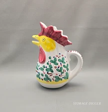 VTG 9.5" Cama Deruta Rooster Pitcher Jug Ceramic Folk Art Italian Hand-Painted