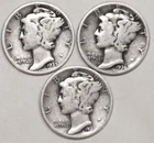 (3) Mercury Dimes - Fine - 1935 1936 1937 - #4629ED